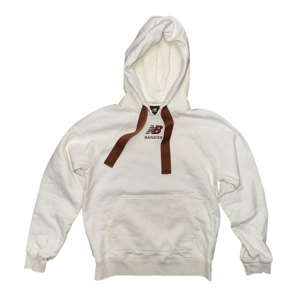New Balance Tops - New Balance Cream and Brown Relaxed Hoodie